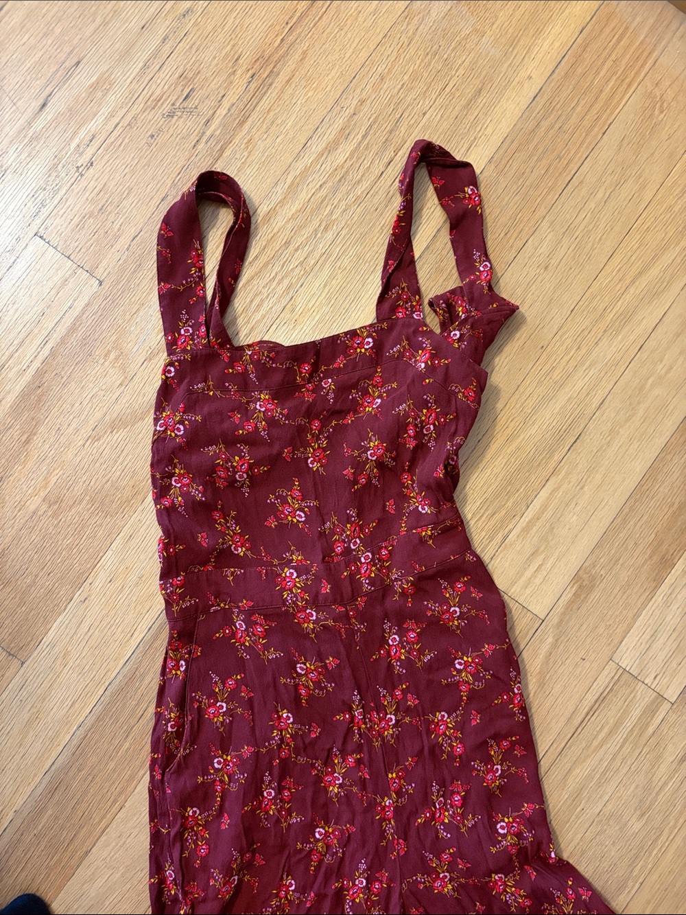 Madewell Burgundy Floral Sundress Jumpsuit